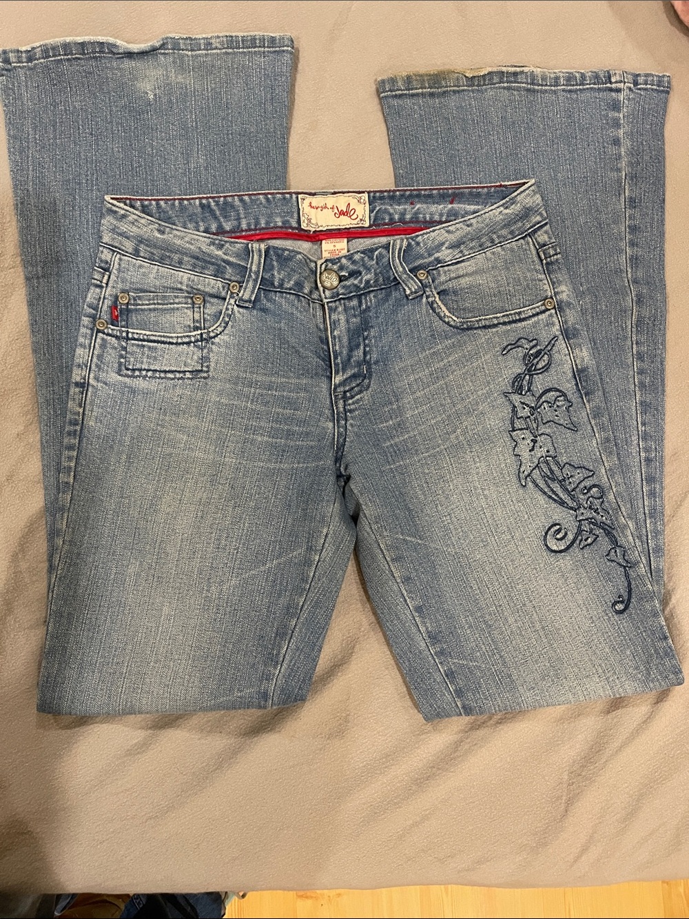 Vintage! Light Blue Bootcut Jeans with Embroidered Side Detail